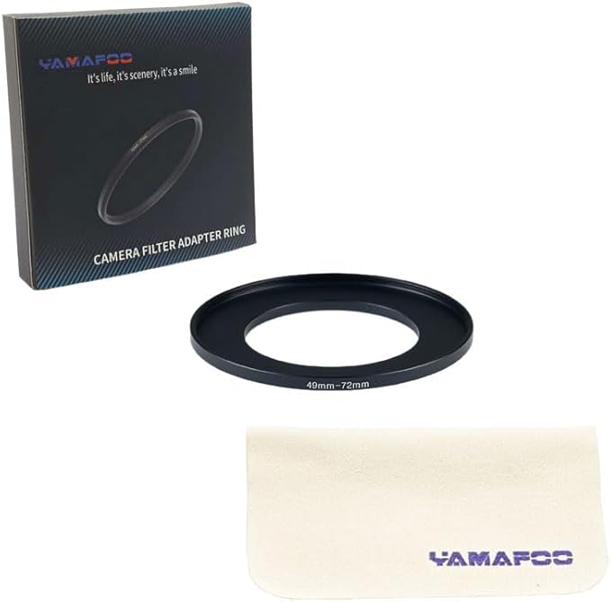 YAMAFOO 49mm to 72mm Step-Up Ring/Step Down Rings Filter Adapter for All Brands UV ND CPL Metal Ring Step-Up Rings Adapter Filter,Black (49-72)