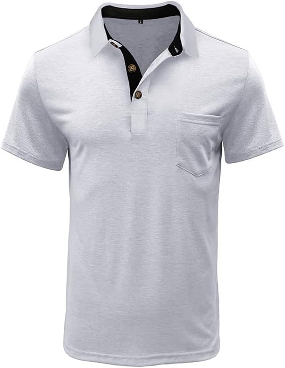 SEGANUP Men's Fashion Polo Shirts Short Sleeve Casual Cotton Golf Shirts Moisture Wicking Polo Shirt with Pocket
