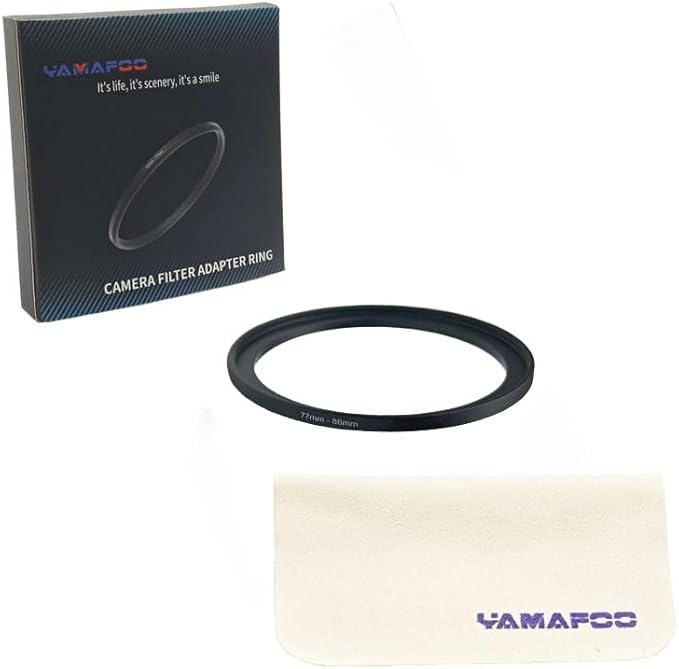 YAMAFOO 86mm to 77mm Step-Up Ring/Step Down Rings Filter Adapter for All Brands UV ND CPL Metal Ring Step-Up Rings Adapter Filter,Black (86-77)