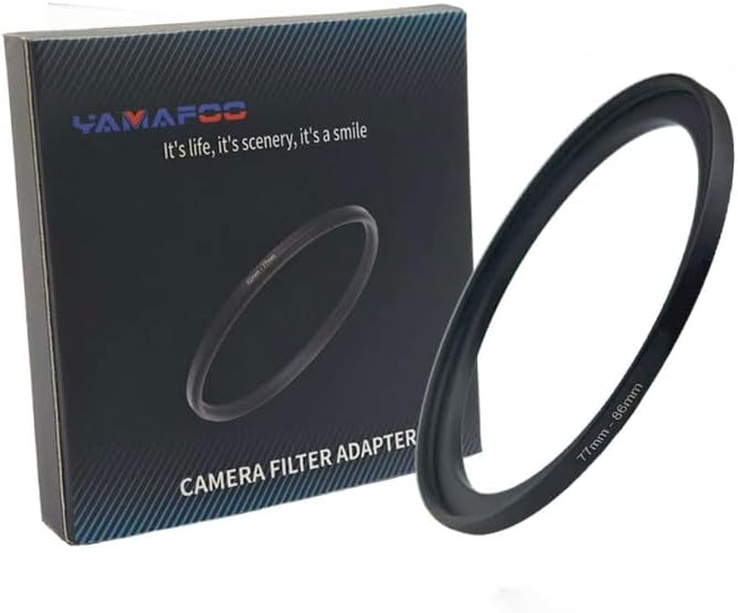 YAMAFOO 86mm to 77mm Step-Up Ring/Step Down Rings Filter Adapter for All Brands UV ND CPL Metal Ring Step-Up Rings Adapter Filter,Black (86-77)