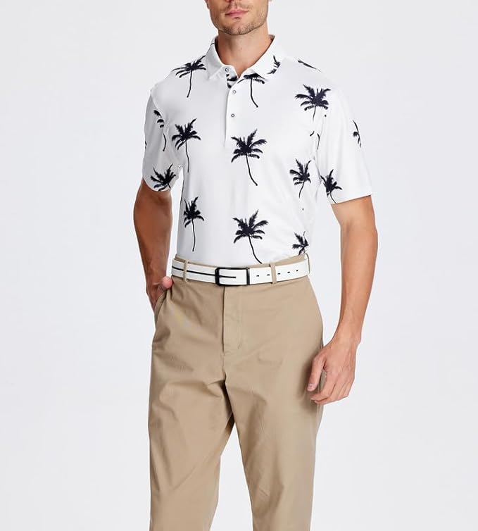 Damipow Premium Golf Shirts for Men Dry Fit Performance Polo Short Sleeve Collared Shirt