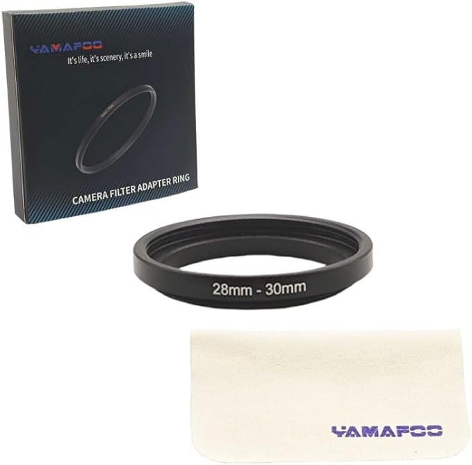 YAMAFOO 28mm to 30mm Step-Up Ring/Step Down Rings Filter Adapter for All Brands UV ND CPL Metal Ring Step-Up Rings Adapter Filter,Black (28-30)