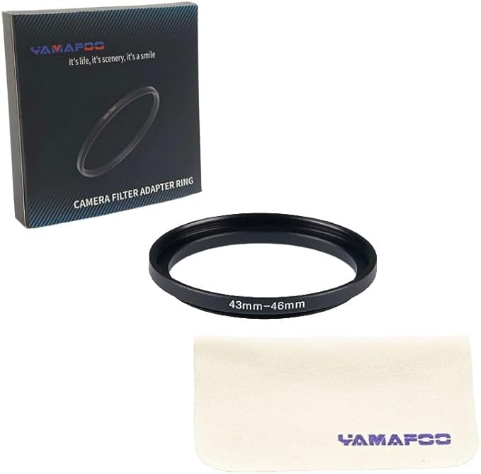 YAMAFOO 43mm to 46mm Step-Up Ring/Step Down Rings Filter Adapter for All Brands UV ND CPL Metal Ring Step-Up Rings Adapter Filter,Black (43-46)