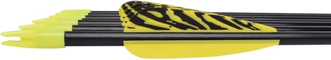 6875 Fiberglass Arrows Archery 24/26/28/30Inch Target Shooting Safetyglass Recurve Bows Suitable for Youth Children Woman Beginner (tigerspot Yellow Vanes)