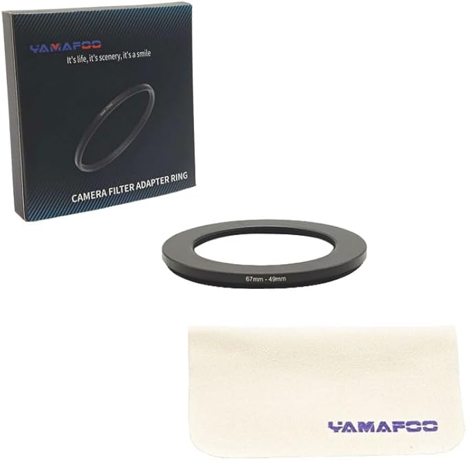 YAMAFOO 67mm to 49mm Step-Up Ring/Step Down Rings Filter Adapter for All Brands UV ND CPL Metal Ring Step-Up Rings Adapter Filter,Black (67-49)