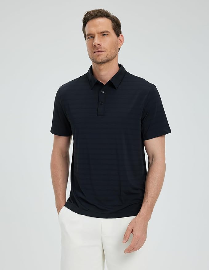 fit space Men’s Performance Golf Polo, Cooling Tennis Shirts, Seamless Stretch, Quick-Dry Short Sleeve with IceSilk Tech