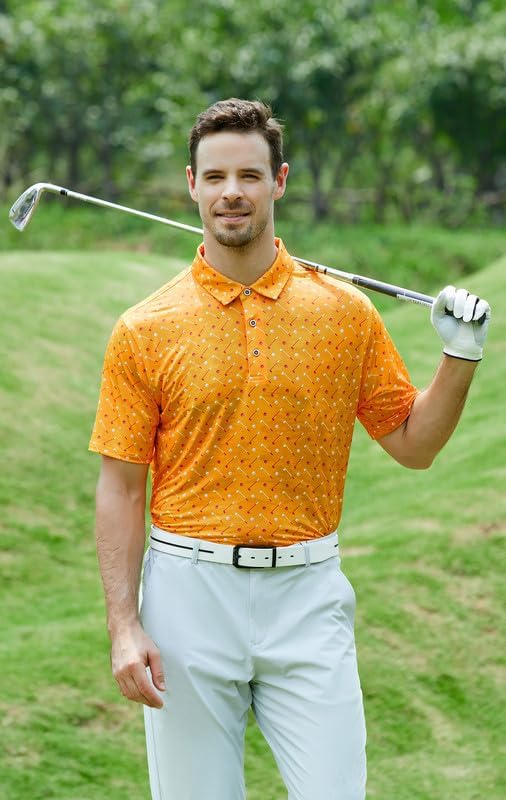 Damipow Premium Golf Shirts for Men Dry Fit Performance Polo Short Sleeve Collared Shirt