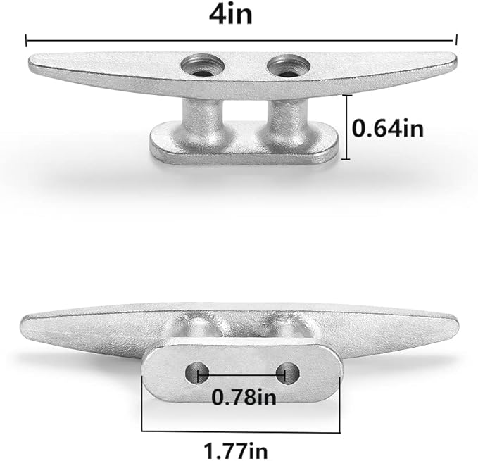 Boat Cleat, 4 inch / 6 inch 304 Stainless Steel Dock Cleat-Ideal for Marine, Deck, Nautical Decor (4 Pack/ 6 Pack)
