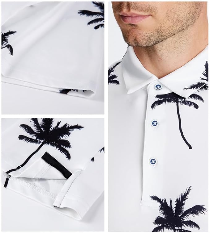 Damipow Premium Golf Shirts for Men Dry Fit Performance Polo Short Sleeve Collared Shirt