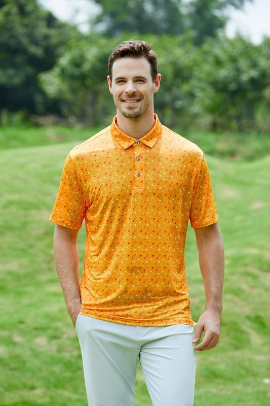 Damipow Premium Golf Shirts for Men Dry Fit Performance Polo Short Sleeve Collared Shirt