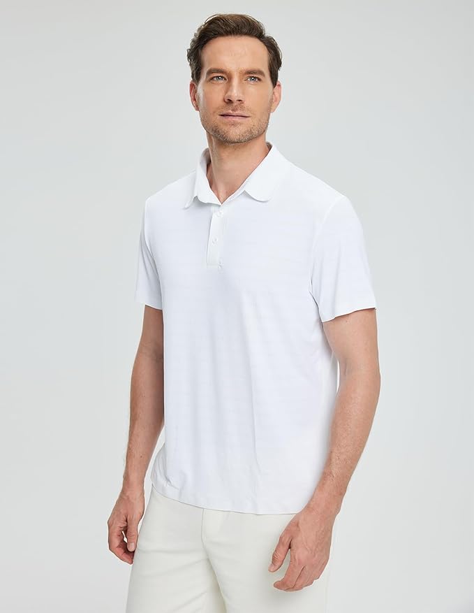 fit space Men’s Performance Golf Polo, Cooling Tennis Shirts, Seamless Stretch, Quick-Dry Short Sleeve with IceSilk Tech