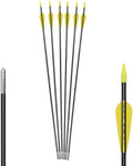 6875 Fiberglass Arrows Archery 24/26/28/30Inch Target Shooting Safetyglass Recurve Bows Suitable for Youth Children Woman Beginner (tigerspot Yellow Vanes)