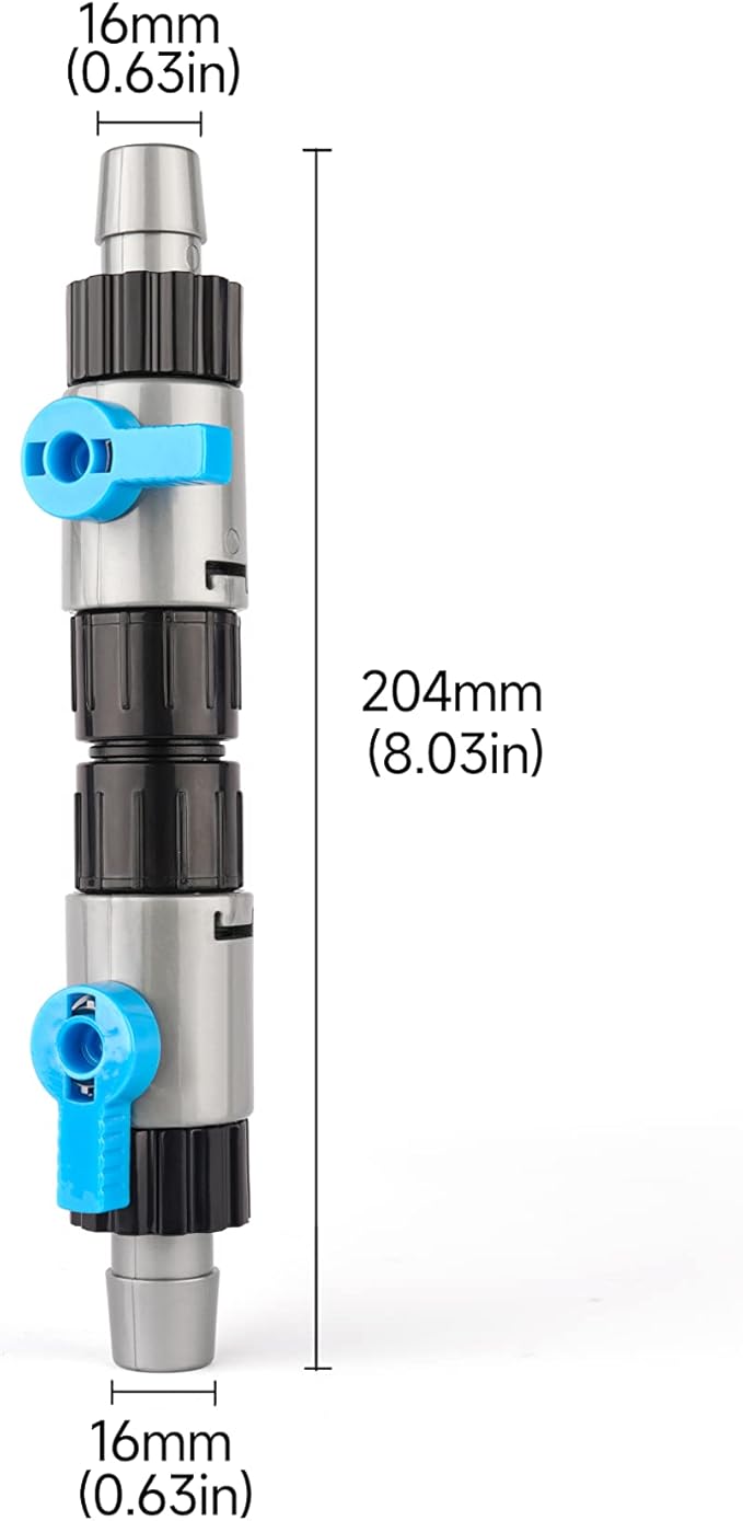 LANDEN Double Tab Connector for Aquarium, Canister Filter Hose Connector, Fish Tank Water Flow Control, Quick Release Valve-16/16