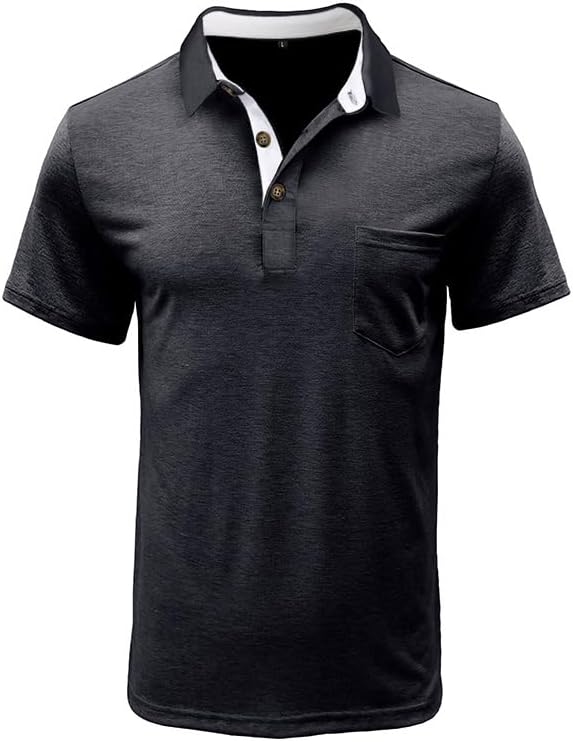 SEGANUP Men's Fashion Polo Shirts Short Sleeve Casual Cotton Golf Shirts Moisture Wicking Polo Shirt with Pocket