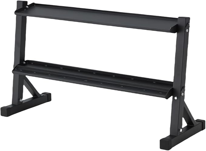 2-Tier 48" Dumbbell and Kettlebell Rack for Home Gym, 1000LBS Weights Storage for Free Weights, Dumbbells, Kettlebells and Medicine Ball