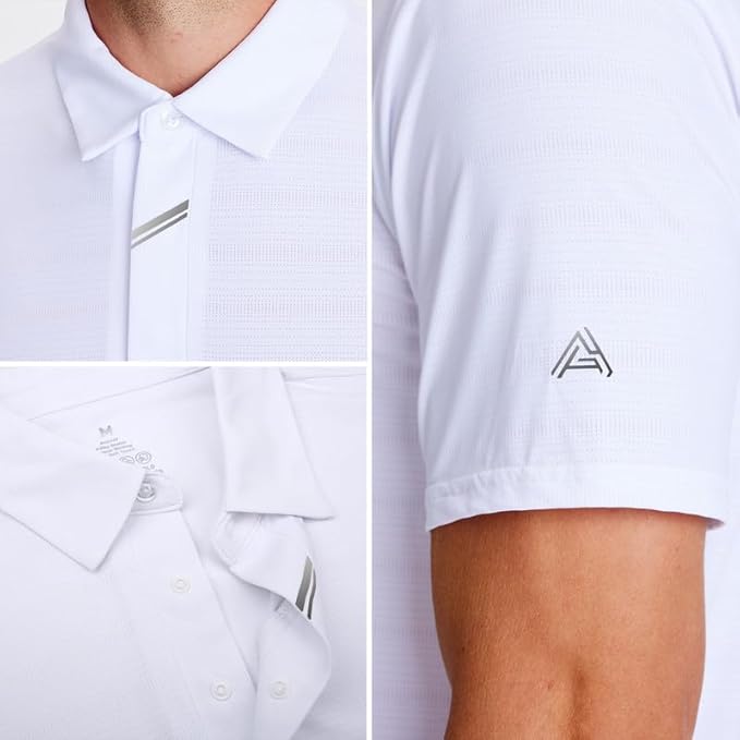 SAMERM Golf Shirts for Men Super Stretch Jacquard Dry Fit Golf Polo Moisture Wicking Short Sleeve Polo Shirts for Men