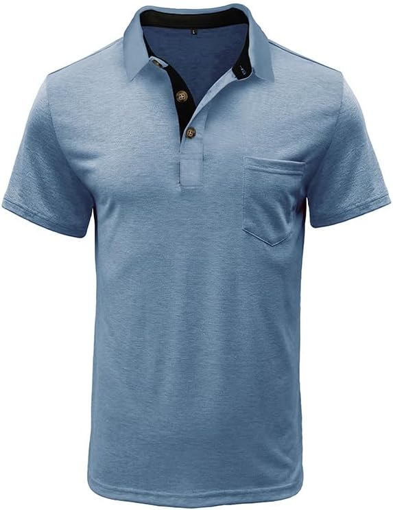 SEGANUP Men's Fashion Polo Shirts Short Sleeve Casual Cotton Golf Shirts Moisture Wicking Polo Shirt with Pocket