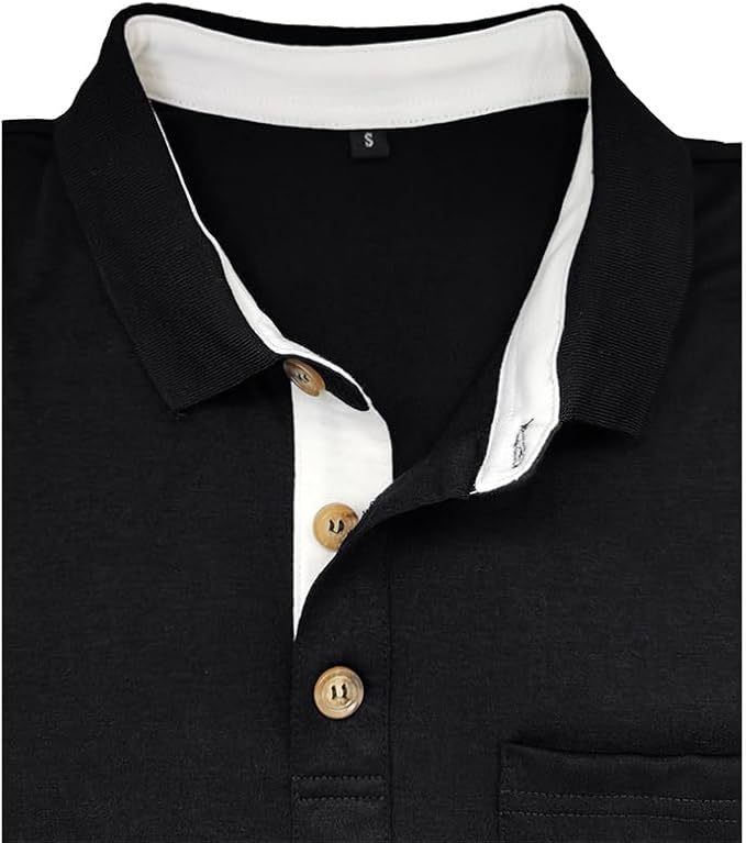 SEGANUP Men's Fashion Polo Shirts Short Sleeve Casual Cotton Golf Shirts Moisture Wicking Polo Shirt with Pocket