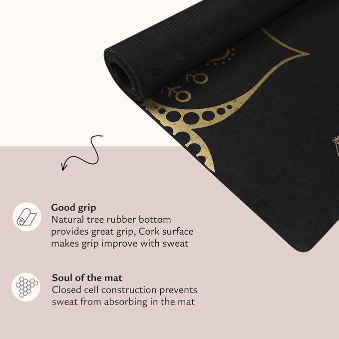 Cork Yoga Mat - Artist Designed, Premium Printed Eco-Friendly Non-Slip mat, Great for Regular & Hot Yoga, Pilates, Workouts 72 inch x 24 inch x 3mm Thick