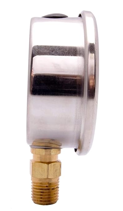 2-1/2" Oil Filled Pressure Gauge - Stainless Steel Case, Brass, 1/4" NPT, Lower Mount Connection, 0-1,000PSI
