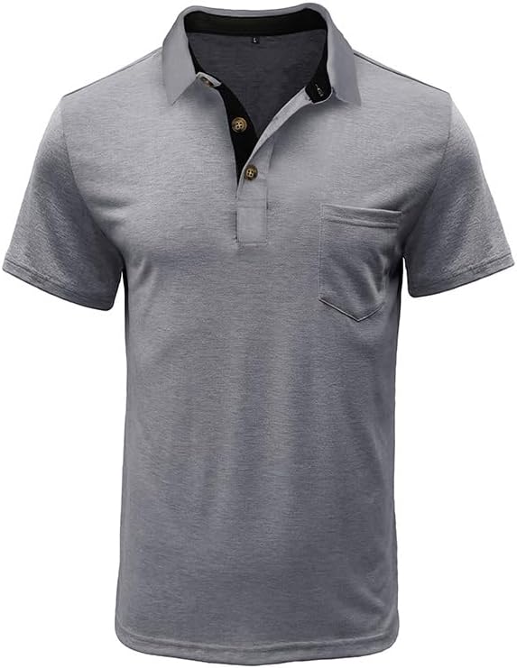 SEGANUP Men's Fashion Polo Shirts Short Sleeve Casual Cotton Golf Shirts Moisture Wicking Polo Shirt with Pocket