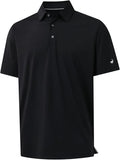Rouen Polo Shirts for Men Dry Fit Performance Heather Stripe Golf Polo Moisture Wicking Lightweight Breathable Golf Shirts