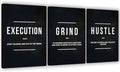 Success Canvas Painting Wall Art Quote Motivational Wall Art Execute Wall Decor 3 Pieces Black Poster Positive Inspirational Framed Artwork Prints Picture for Living Room Office 48''Wx 24''H