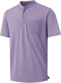 M MAELREG Collarless Golf Shirts for Men Dry Fit Moisture Wicking Performance Solid Casual Mens Henley Shirts Short Sleeve