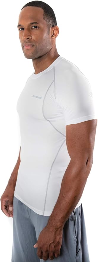 DEVOPS 3 Pack Men's Cool Dry Short Sleeve Compression Shirts, Sports Baselayer T-Shirts Tops, Athletic Workout Shirt