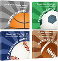 KaiLeFu-Colorful Sports Inspirational Quotes Framed Canvas Wall Art -Motivational Basketball Baseball Soccer Football Quotes Sport Art Wall Decor for Kids Boys Room Classroom -12"x12"x4pcs