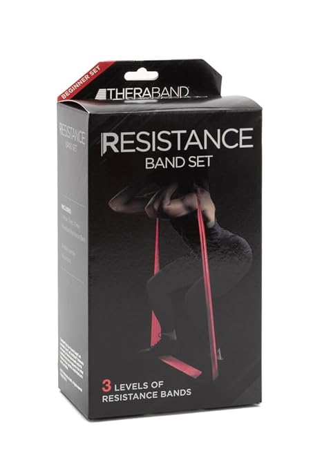 THERABAND Resistance Bands Set, Professional Elastic Band For Upper & Lower Body Exercise, Strength Training without Weights, Physical Therapy, Pilates, Rehab, Yellow & Red & Green, Beginner