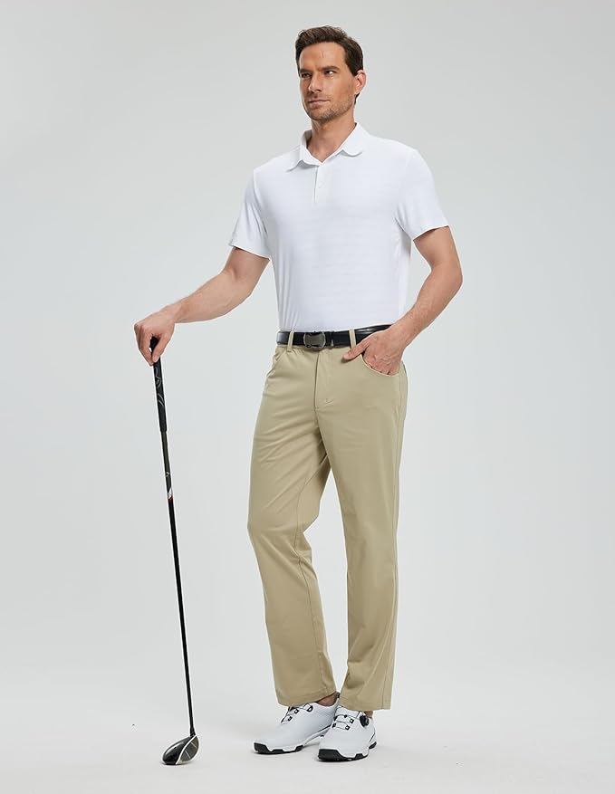 fit space Men’s Performance Golf Polo, Cooling Tennis Shirts, Seamless Stretch, Quick-Dry Short Sleeve with IceSilk Tech