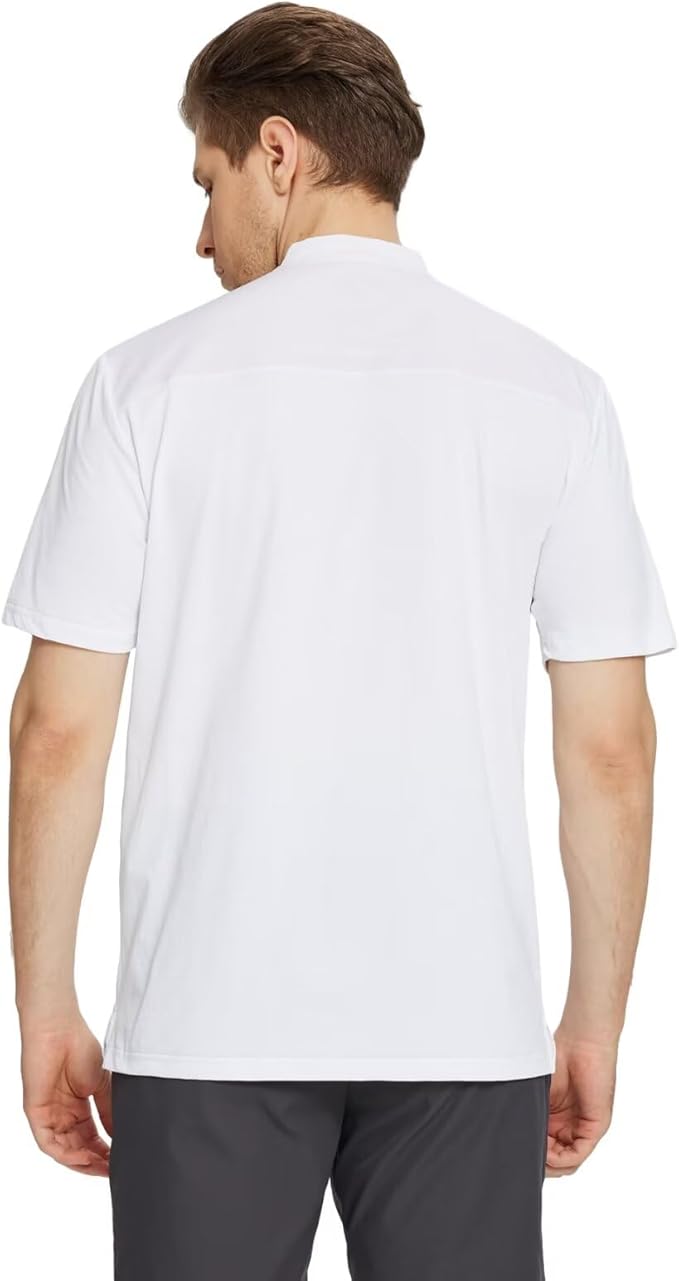 M MAELREG Collarless Golf Shirts for Men Dry Fit Moisture Wicking Performance Solid Casual Mens Henley Shirts Short Sleeve