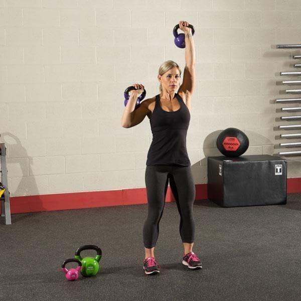 Body-Solid Vinyl Coated Kettlebells with Kettle Grip Handles, Perfect Kettlebells for Weight Training and Core Workout Exercise Equipments