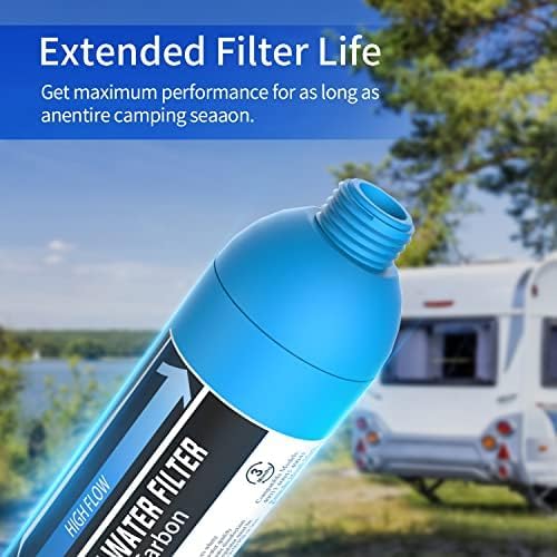 Lifefilter RV Inline Water Filter, NSF Certified, Reduces Chlorine, Bad Taste, Odor, Dedicated for RVs and Marines,4 Pack Drinking Filter with 2 Flexible Hose Protector