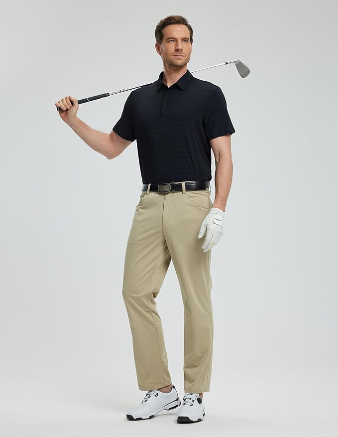 fit space Men’s Performance Golf Polo, Cooling Tennis Shirts, Seamless Stretch, Quick-Dry Short Sleeve with IceSilk Tech