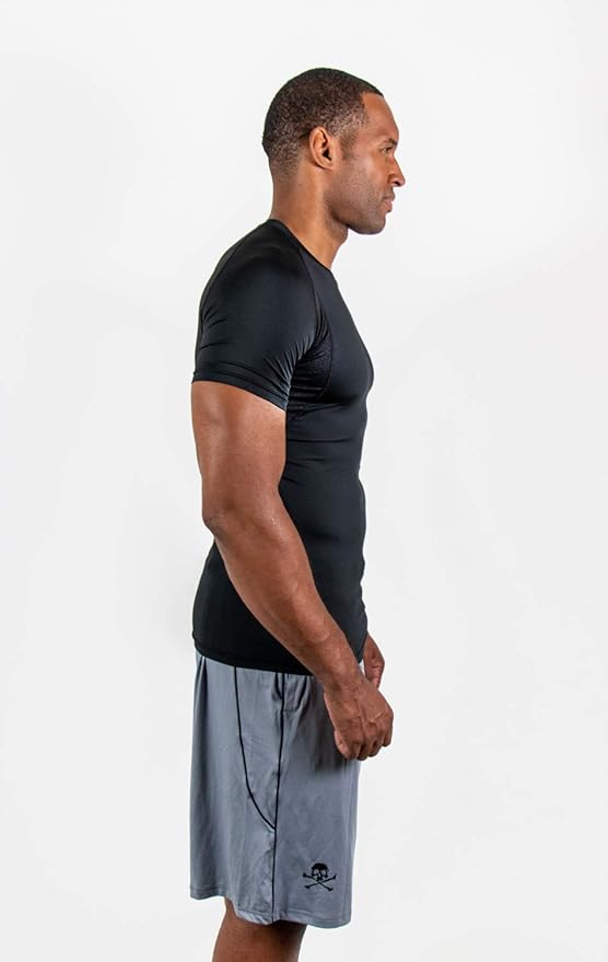 DEVOPS 3 Pack Men's Cool Dry Short Sleeve Compression Shirts, Sports Baselayer T-Shirts Tops, Athletic Workout Shirt