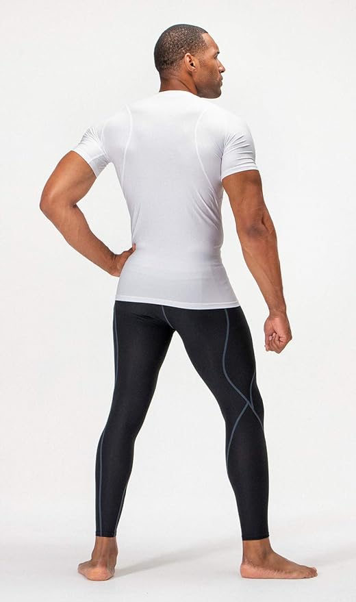 DEVOPS 3 Pack Men's Cool Dry Short Sleeve Compression Shirts, Sports Baselayer T-Shirts Tops, Athletic Workout Shirt