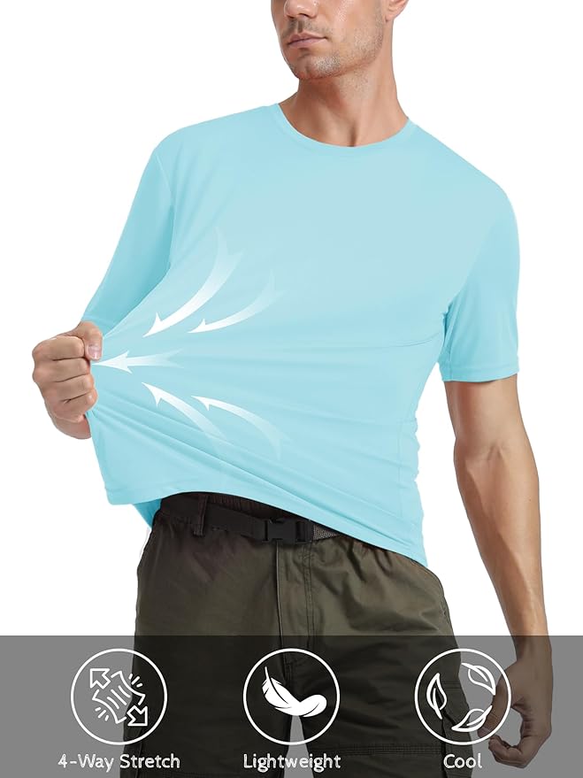 MAGCOMSEN Men's Short Sleeve UPF 50+ T-Shirt Quick Dry Rash Guard Athletic Running Swim Top Tee Performance Water Shirts
