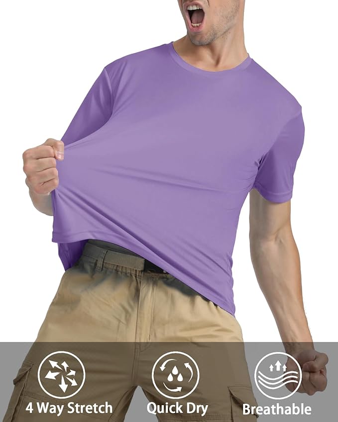 KEFITEVD Men's Short Sleeve UPF 50+ Sun Protection Shirts Quick Dry Rashguard Swim Shirt SPF Workout Fishing Athletic T-Shirt