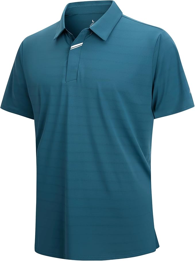 SAMERM Golf Shirts for Men Super Stretch Jacquard Dry Fit Golf Polo Moisture Wicking Short Sleeve Polo Shirts for Men