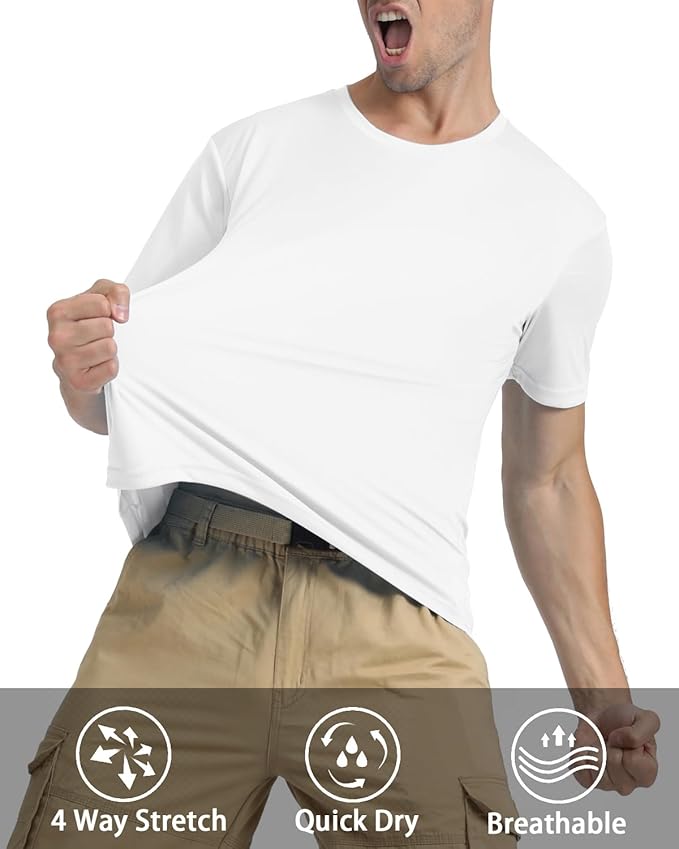 KEFITEVD Men's Short Sleeve UPF 50+ Sun Protection Shirts Quick Dry Rashguard Swim Shirt SPF Workout Fishing Athletic T-Shirt