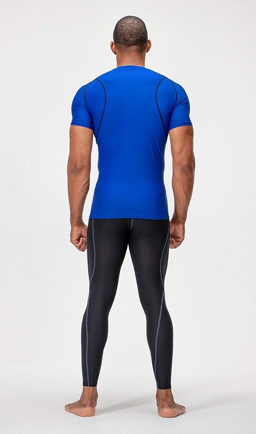 DEVOPS 3 Pack Men's Cool Dry Short Sleeve Compression Shirts, Sports Baselayer T-Shirts Tops, Athletic Workout Shirt