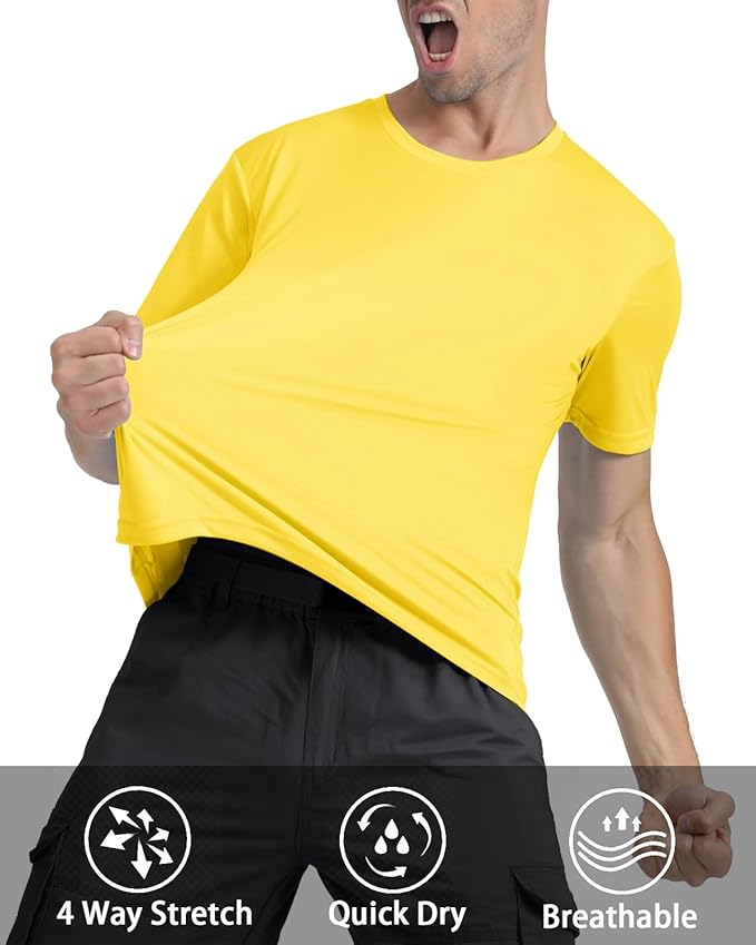 KEFITEVD Men's Short Sleeve UPF 50+ Sun Protection Shirts Quick Dry Rashguard Swim Shirt SPF Workout Fishing Athletic T-Shirt
