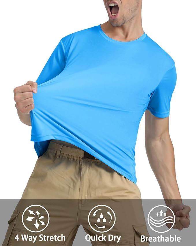 KEFITEVD Men's Short Sleeve UPF 50+ Sun Protection Shirts Quick Dry Rashguard Swim Shirt SPF Workout Fishing Athletic T-Shirt