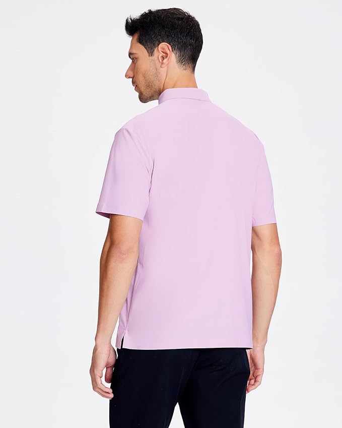 SAMERM Golf Shirts for Men Super Stretch Jacquard Dry Fit Golf Polo Moisture Wicking Short Sleeve Polo Shirts for Men