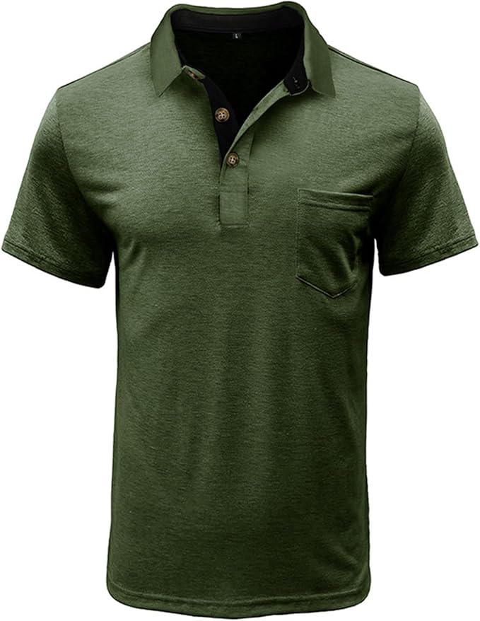 SEGANUP Men's Fashion Polo Shirts Short Sleeve Casual Cotton Golf Shirts Moisture Wicking Polo Shirt with Pocket