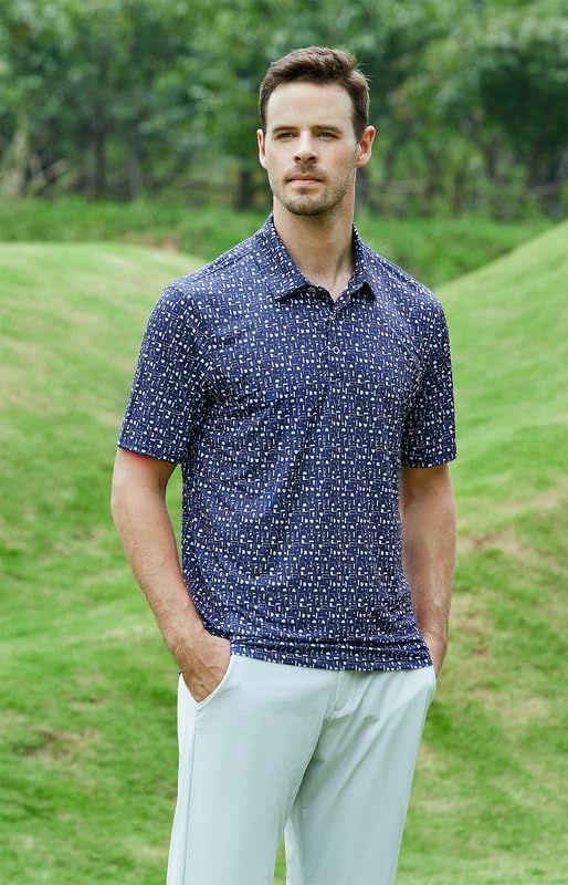 Damipow Premium Golf Shirts for Men Dry Fit Performance Polo Short Sleeve Collared Shirt