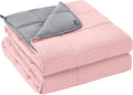 yescool Weighted Blanket for Adults (15 lbs, 48" x 72", Pink Grey) Cooling Heavy Blanket for Sleeping Perfect for 160-180 lbs, Twin Size Breathable Blanket with Premium Glass Bead, Machine Washable