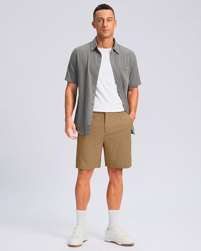 Pudolla Men's Casual Shorts 7"/9" Lightweight Golf Shorts with 3 Pockets Stretch Quick Dry Comfy Work Shorts